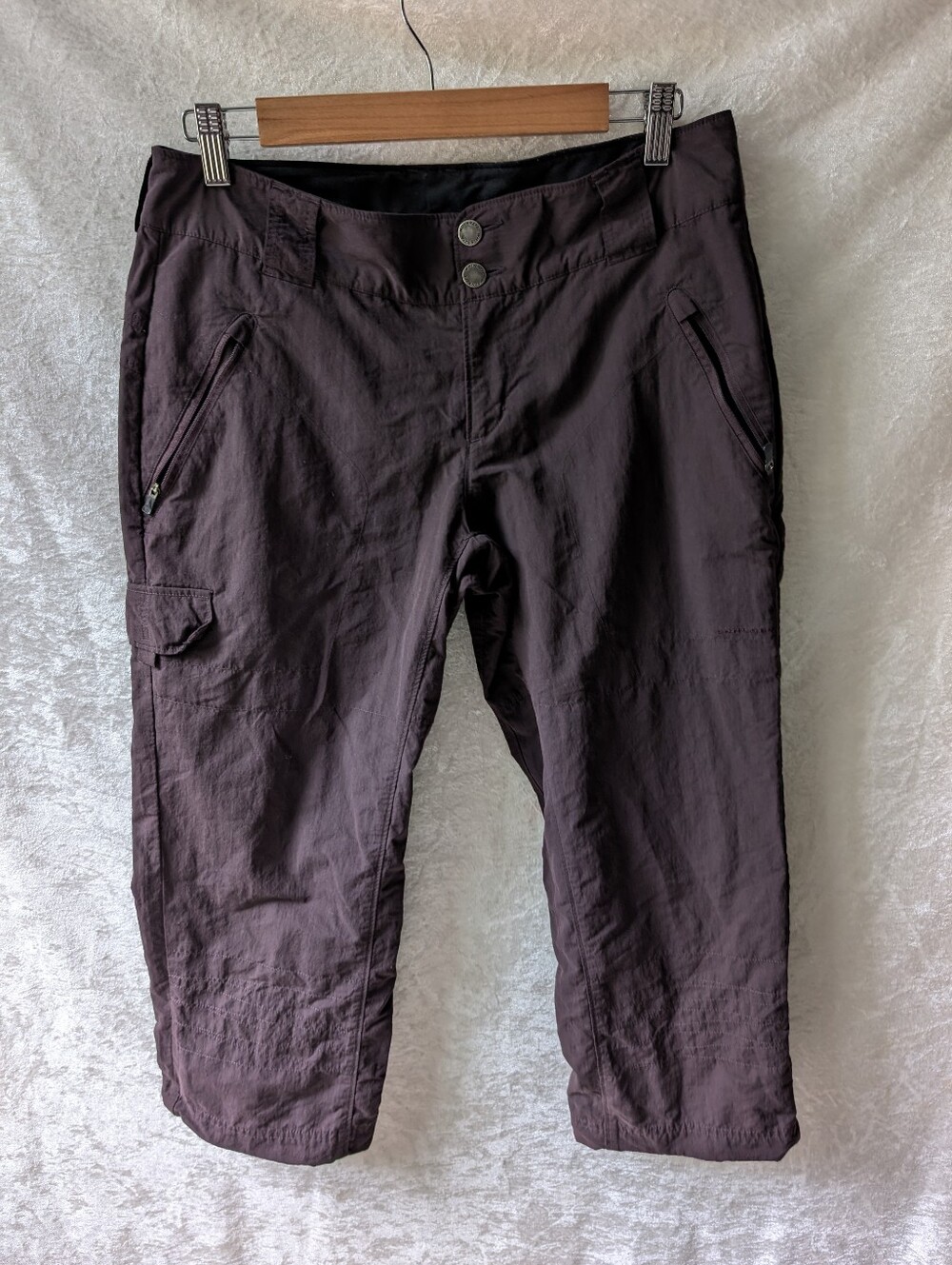Columbia Tactel Nylon Brown Capri Outdoor Pants Cinch Leg Zip Pocket Brown 10